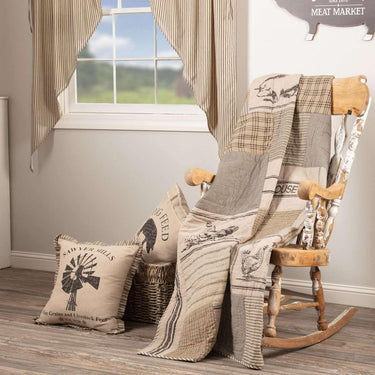 Sawyer Mill Charcoal Farm Animal Quilted Throw 60x50 VHC Brands - The Fox Decor